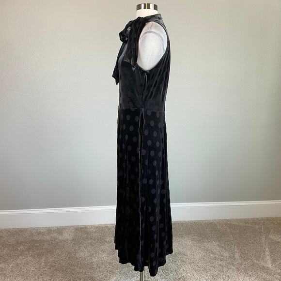 Calvin Klein Velvet Polka Dot Fit and Flare Midi Cocktail Dress Gray Size 10 - Picture 6 of 14